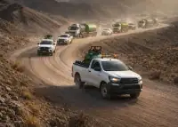 Convoy operativo de Sanicat recorriendo una ruta minera