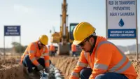 Personal técnico realizando mantenimiento de redes de agua y salmuera